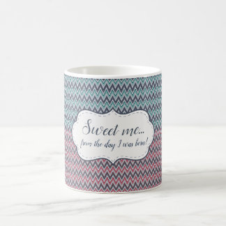 Mug Sweet me motif de chevron gris-rouge-menthe