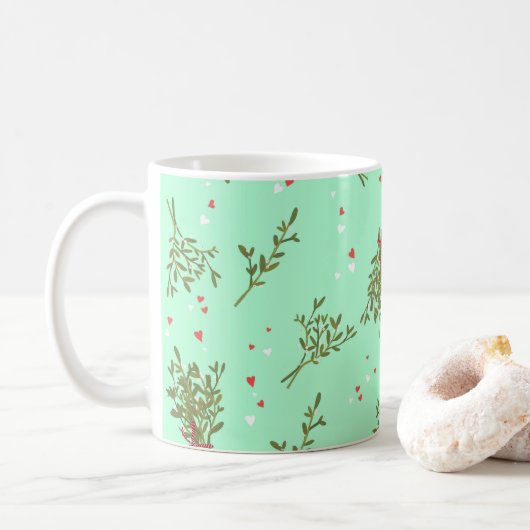 Mug Sweet Mistletoe Hearts Noël Motif de vacances (Avec donut)