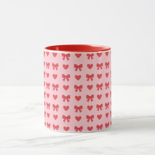 Mug Sweet Pink Hearts & Bows Pattern (Centre)