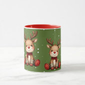 Mug Sweet Reindeer Pair in Holiday Snowfall (Centre)