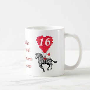 Mug Sweet sixteen zèbre vintage personnalisé