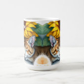 Mug Sweet Sleepy Kitty Cat and Sunflowers Personalized (Centre)