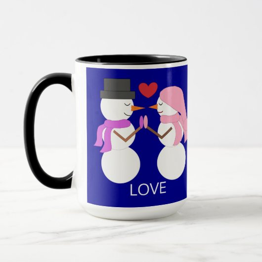 Mug Sweet Snowpeople in Love: Dark Blue (Gauche)