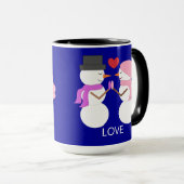 Mug Sweet Snowpeople in Love: Dark Blue (Devant droit)