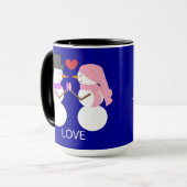 Mug Sweet Snowpeople in Love: Dark Blue (Devant gauche)