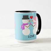 Mug Sweet Snowpeople in Love:  Light Blue (Devant droit)