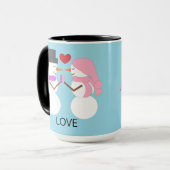 Mug Sweet Snowpeople in Love:  Light Blue (Devant gauche)