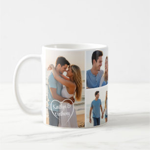 Mug Sweethearts 6 Photo Collage de noms de coeur