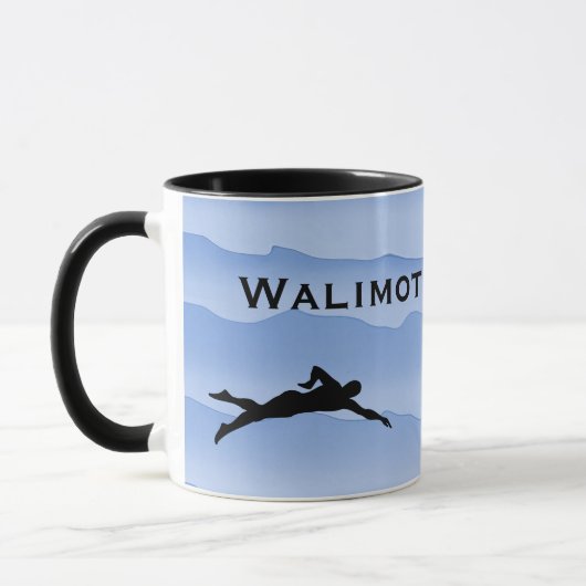 Mug Swimming with Swimmer silhouettes and waves (Gauche)
