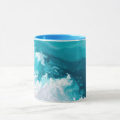 Mug Swirling Turquoise Waves Abstract Ocean Wave Art (Centre)