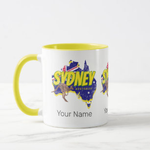 Mug Sydney Australie Rétro Kangaroo Et Drapeau Vintage