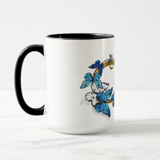 Mug Symbol Infinity of Blue Morpho Butterflies (Gauche)