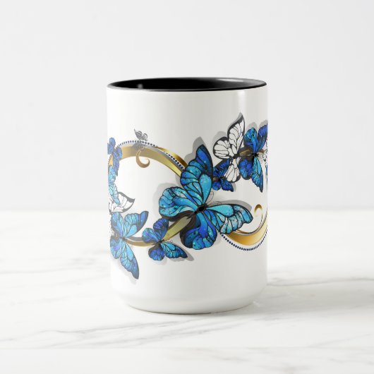 Mug Symbol Infinity of Blue Morpho Butterflies (Centre)