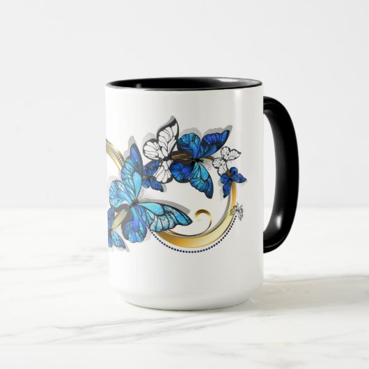 Mug Symbol Infinity of Blue Morpho Butterflies (Devant droit)