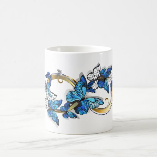 Mug Symbol Infinity of Blue Morpho Butterflies (Centre)
