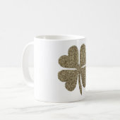 Mug Symbole à quatre feuilles en or et blanc (Devant gauche)