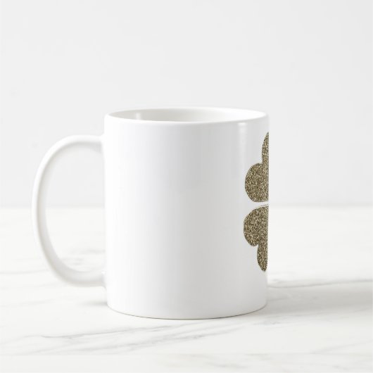 Mug Symbole à quatre feuilles en or et blanc (Gauche)