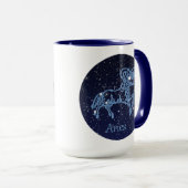 Mug Symbole Aries Constellation et Zodiac avec étoiles (Devant droit)