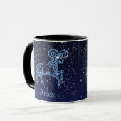 Mug Symbole Aries Constellation et Zodiac avec étoiles (Devant gauche)
