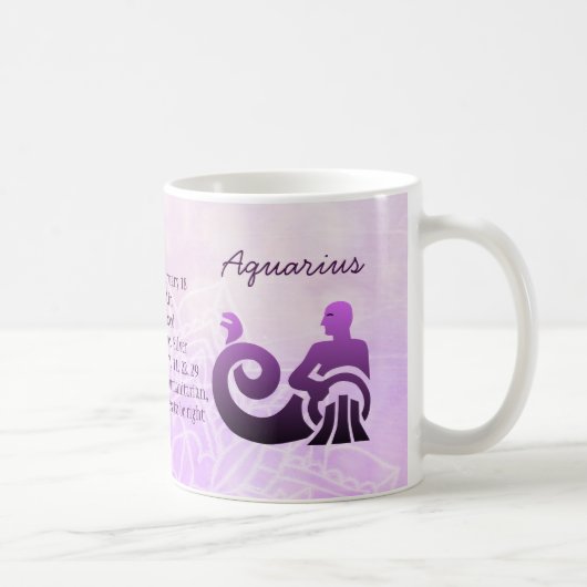 Mug Symbole astrologique violet Aquarius Zodiac (Droite)