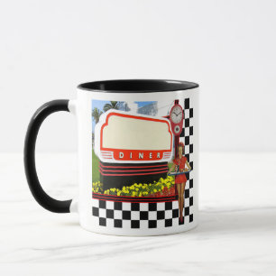 Mug Symbole blanc les années 50 Retro Diner