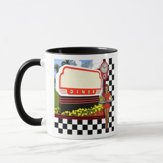 Mug Symbole blanc les années 50 Retro Diner (Gauche)