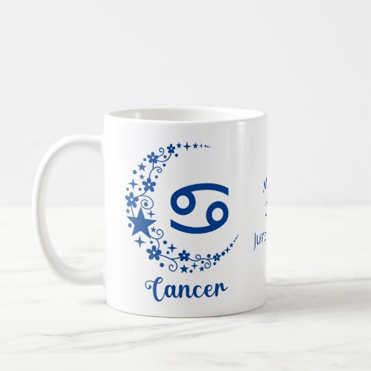 Mug Symbole cancéreux Zodiaque Astrologie Anniversaire (Gauche)