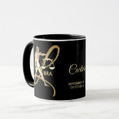 Mug Symbole d'anniversaire de Libra ♎ Zodiac / Noir et (Devant gauche)