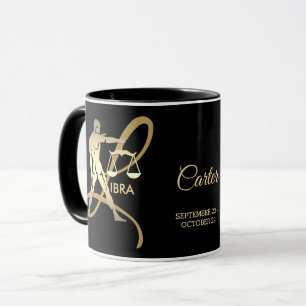 Mug Symbole d'anniversaire de Libra ♎ Zodiac / Noir et