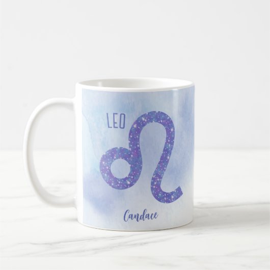 Mug Symbole d'Astrologie Leo Personnalisé Violet (Gauche)