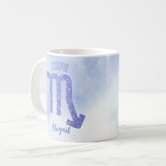 Mug SYMBOLE D'Astrologie Scorpio Personnalisé Violet (Devant gauche)