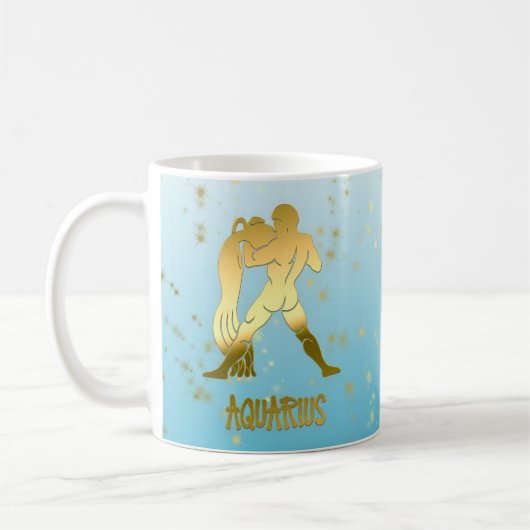 Mug Symbole d'astrologie zodiaque Gold Aquarius Horosc (Gauche)