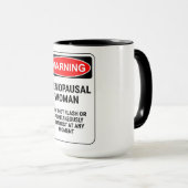 Mug Symbole d'avertissement amusant/Menopausal (Devant droit)