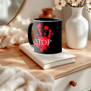 Mug Symbole d'avertissement de l'empreinte rouge gras 