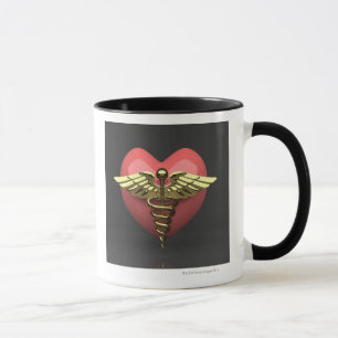 Mug Symbole de coeur avec le symbole médical (caducé