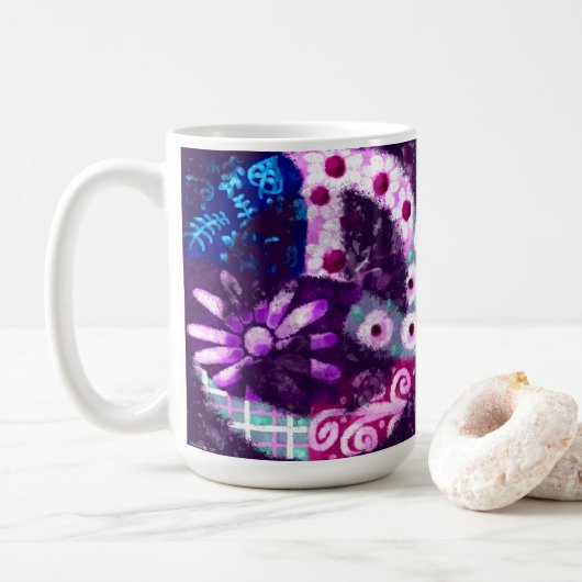Mug SYMBOLE DE LA PAIX Abstraite Hippie Art violet ble (Avec donut)