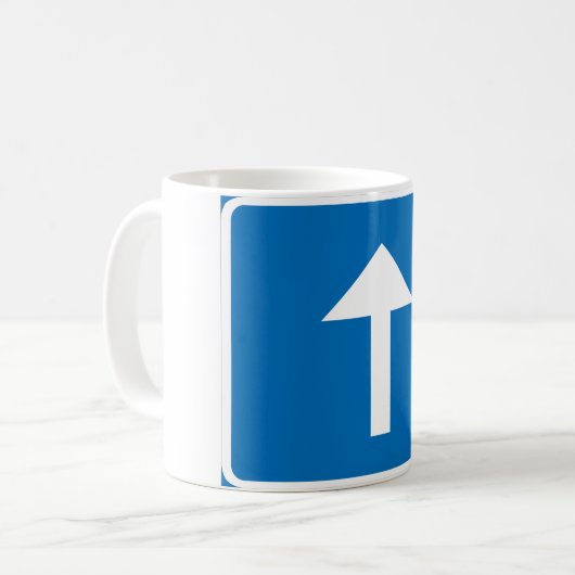 Mug Symbole de la route à sens unique bleu - Inscripti (Devant gauche)