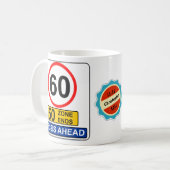 Mug Symbole de la route Funny Crisis 60e anniversaire  (Devant gauche)