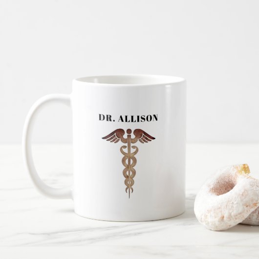 Mug Symbole de l'élégance du docteur Gold Caduceus Per (Avec donut)