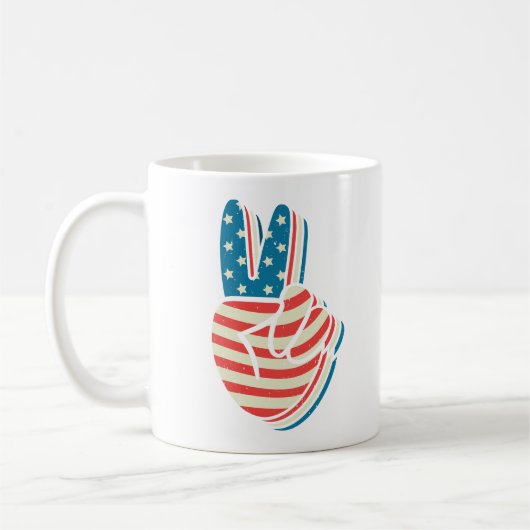 Mug SYMBOLE DE PAIX DU Drapeau Américain 4 juillet (Gauche)
