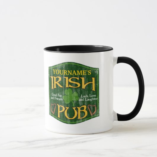 Mug Symbole de pub irlandais personnalisé (Droite)
