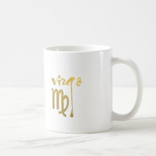 Mug Symbole de zodiaque de Vierge de feuille d'or de
