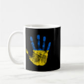 Mug Symbole d'empreinte de main du drapeau ukrainien d (Gauche)