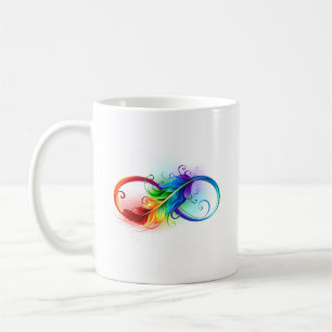 Mug Symbole d'infini avec plume arc-en-ciel
