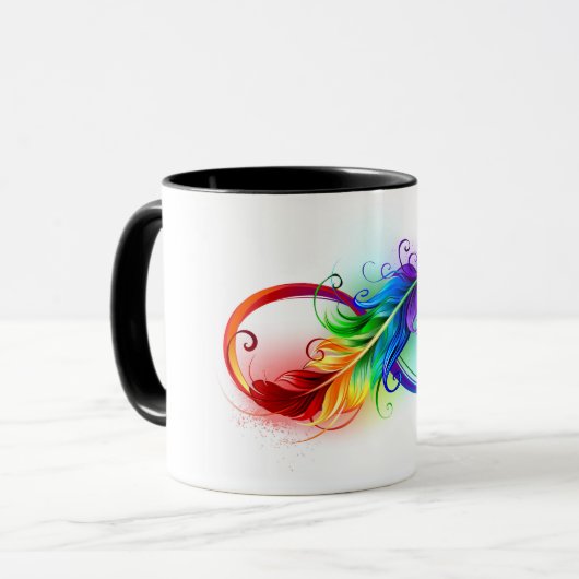 Mug Symbole d'infini avec plume arc-en-ciel (Devant gauche)