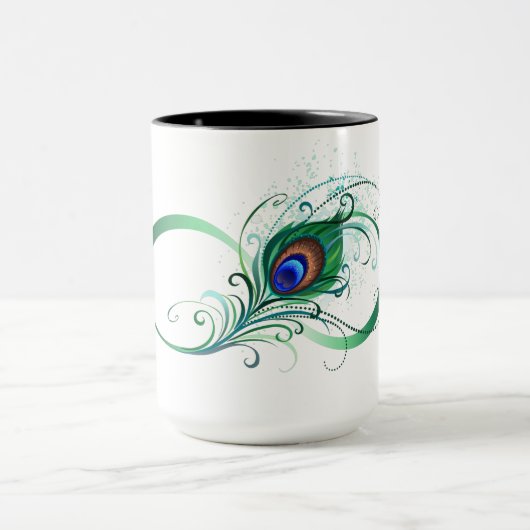 Mug Symbole d'infini avec plume de paon (Centre)