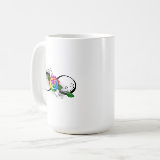 Mug Symbole d'infini avec Rose arc-en-ciel (Devant gauche)