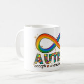 Mug Symbole d'infini de l'autisme Accepter, Comprendre (Devant gauche)
