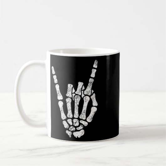 Mug Symbole Halloween Rock Hand Sign Skeleton Rock N R (Gauche)