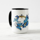 Mug Symbole infini de papillons Morpho bleus (Devant gauche)
